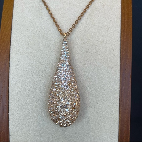 Swarovski Clear & Yellow Jonquil Ombré Teardrop Pendant Necklace Gold Plated - Picture 2 of 7